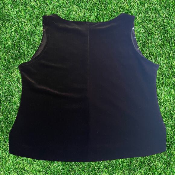 Late 90s or Y2K Black Velvet Sequin Tank Top - Picture 3 of 4